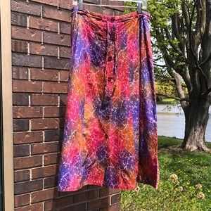 Vintage Boho Cotton Batik A-line skirt